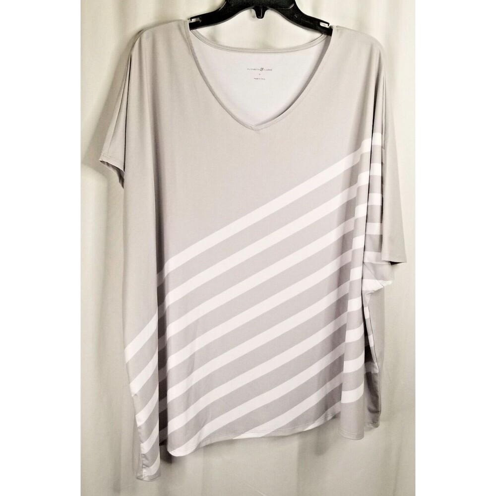 Elizabeth & Clarke Women's Tunic Top Stain Tech Asymmetrical V-Neck Size 1X
